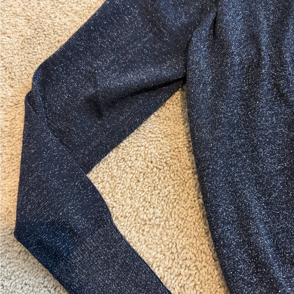 J.Crew Lurex Wrap Sweater Navy Shimmer Wool Blend Size L NWT - Picture 5 of 8